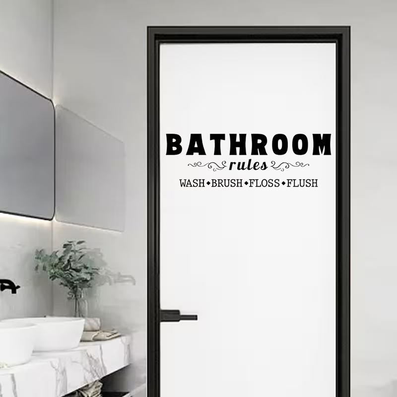Home Bathroom Rules - 1 Set Stiker Dinding Aturan Praktis