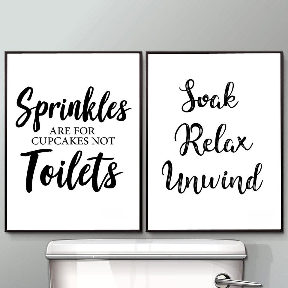 Home Bathroom Rules - Lukisan Kanvas Seni Dinding Lucu Aturan