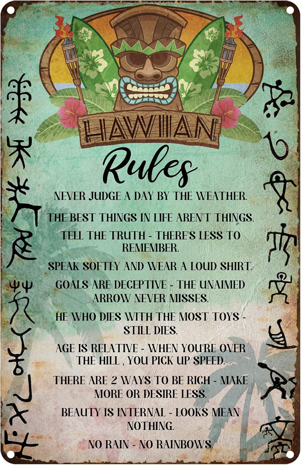 Home Bathroom Rules - Papan Tanda Kaleng Vintage Aturan Hawaii