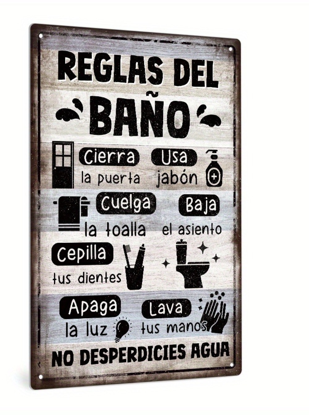 Home Bathroom Rules - Papan Logam Aturan Kamar Mandi Vintage