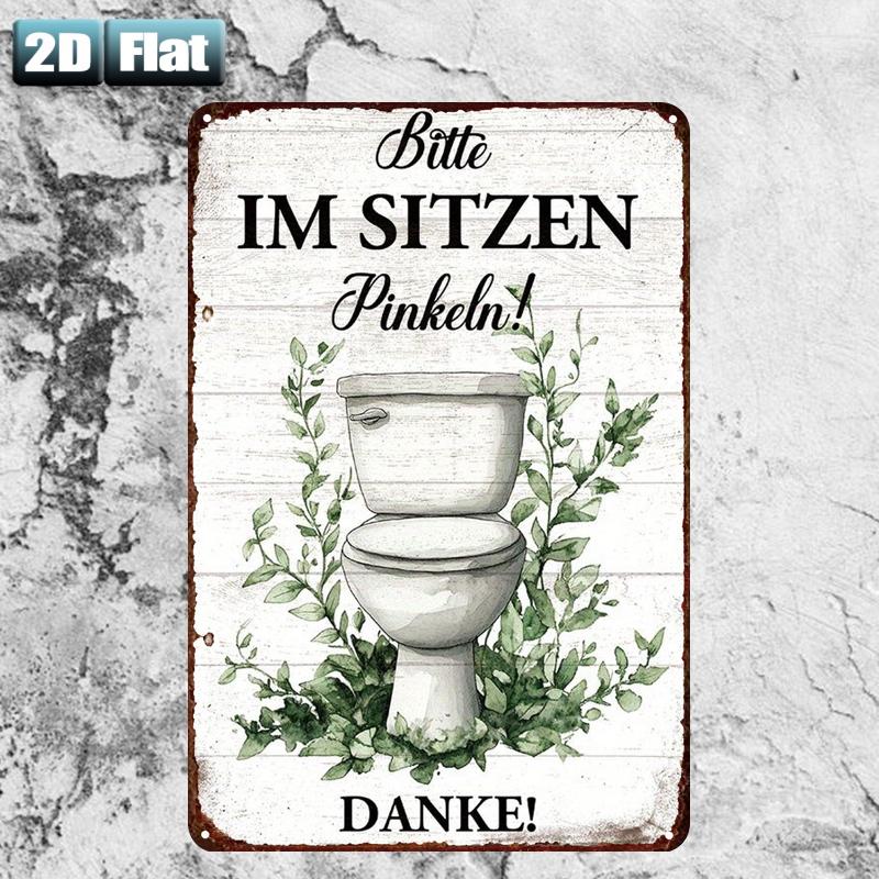 Home Bathroom Rules - Papan Logam Retro 