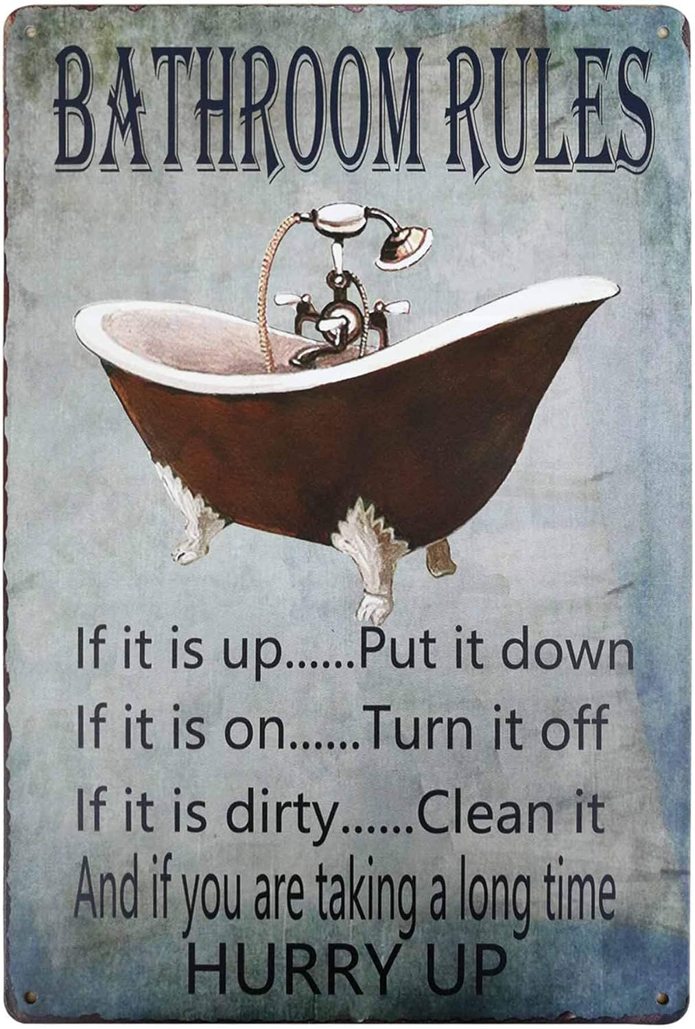 Home Bathroom Rules - PXIYOU Rustic Bathroom Rules Tub Icon
