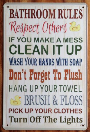 Papan Tanda Logam Timah Aturan - Home Bathroom Rules ulasan dan harga