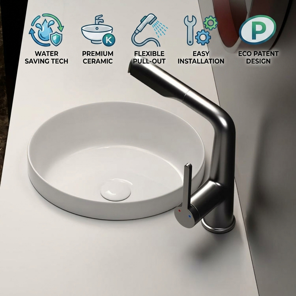 Wastafel Kamar Mandi Ultra Tip - Home Bathroom Wash Basin ulasan dan harga