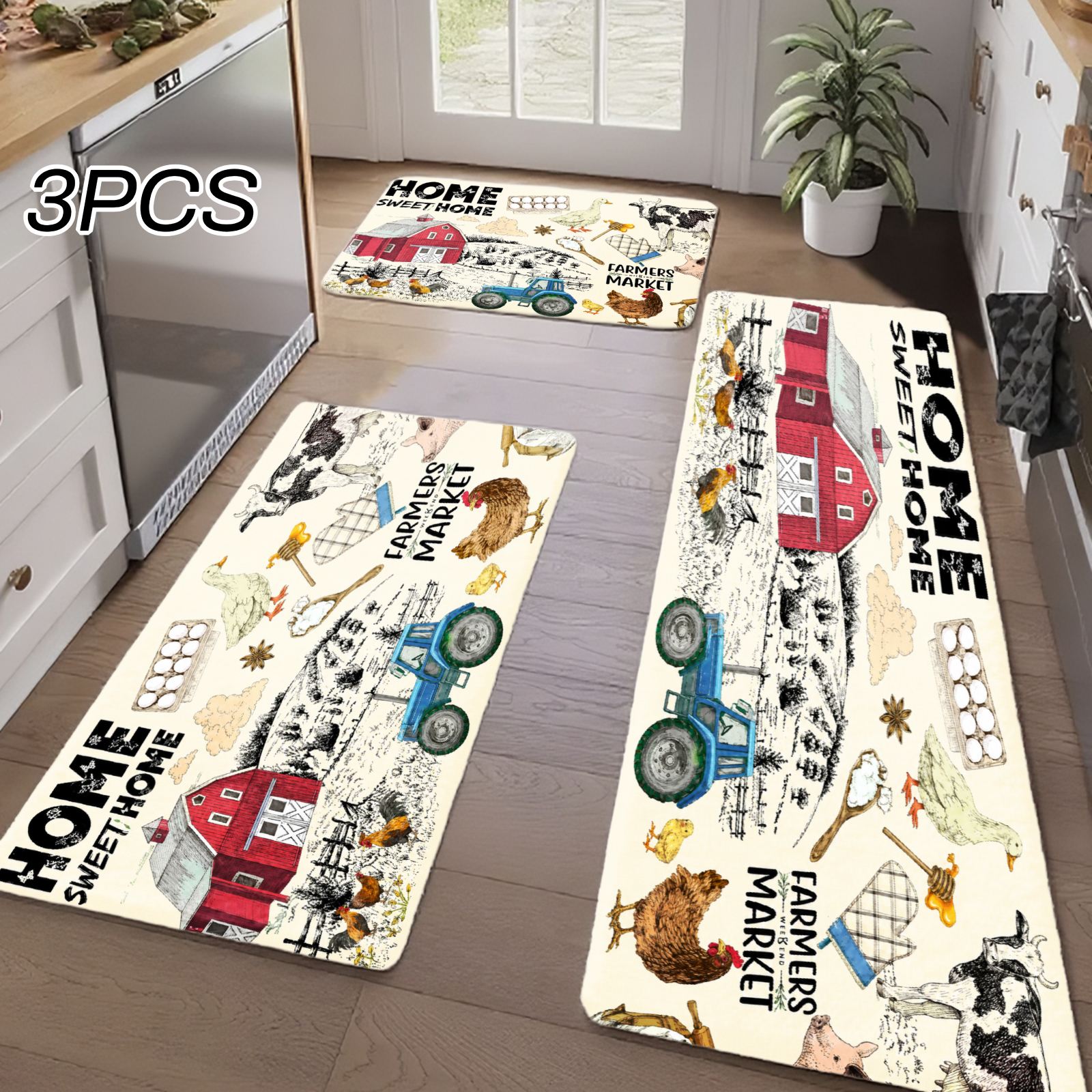 3PC Karpet Dapur, Dekorasi Rum - Home Kitchen Bathroom Marketing ulasan dan harga